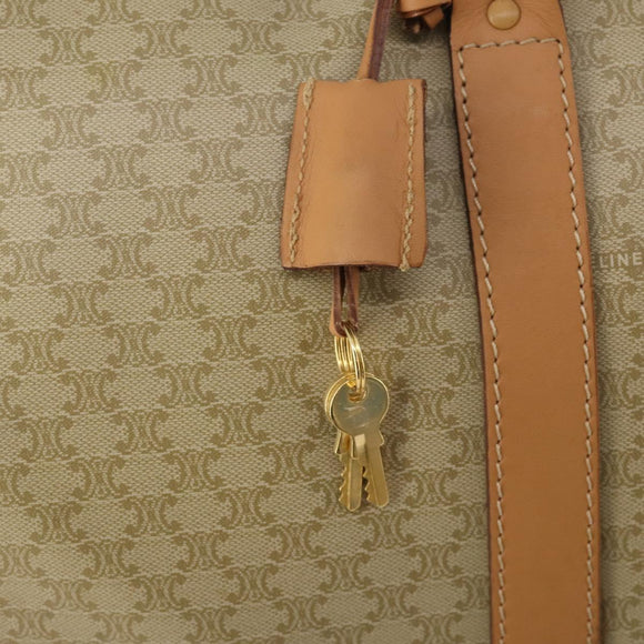 CELINE Macadam Canvas Boston Bag PVC Beige Gold Auth 197482A