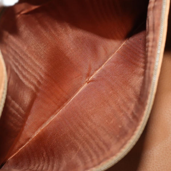 CELINE Macadam Canvas Boston Bag PVC Beige Gold Auth 197482A