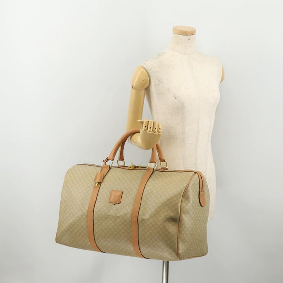 CELINE Macadam Canvas Boston Bag PVC Beige Gold Auth 197482A