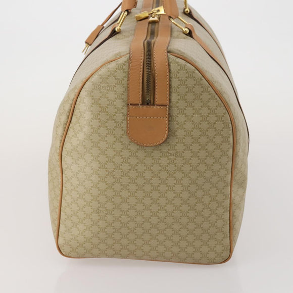 CELINE Macadam Canvas Boston Bag PVC Beige Gold Auth 197482A