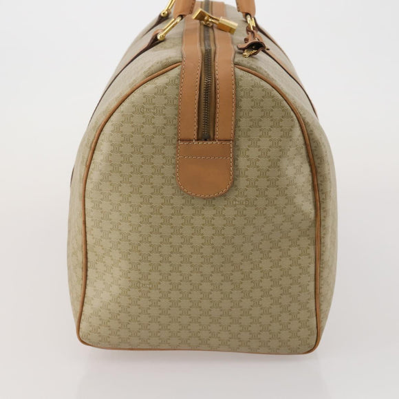 CELINE Macadam Canvas Boston Bag PVC Beige Gold Auth 197482A