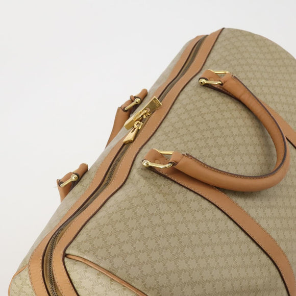 CELINE Macadam Canvas Boston Bag PVC Beige Gold Auth 197482A