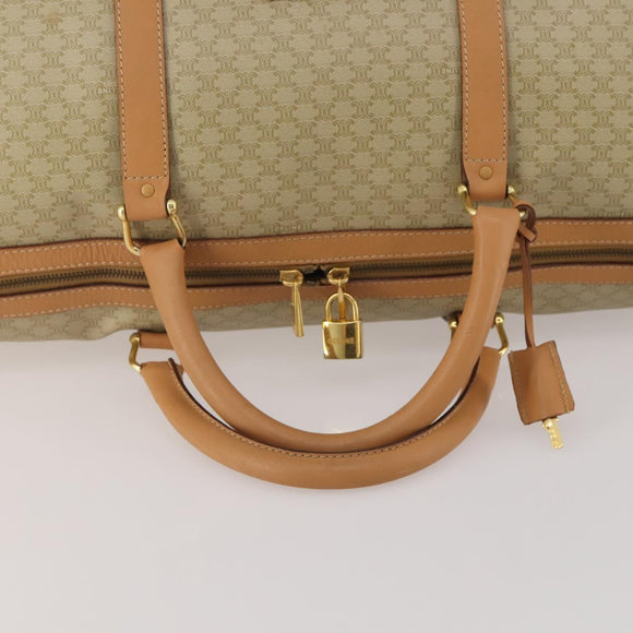 CELINE Macadam Canvas Boston Bag PVC Beige Gold Auth 197482A