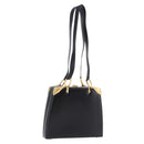 CELINE Shoulder Bag Leather Black Gold Auth 197483A-1
