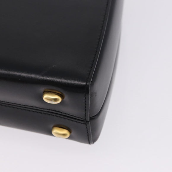 CELINE Shoulder Bag Leather Black Gold Auth 197483A
