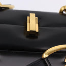 CELINE Shoulder Bag Leather Black Gold Auth 197483A-14