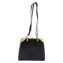 CELINE Shoulder Bag Leather Black Gold Auth 197483A-2