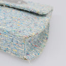 CHANEL COCO Mark Chain Hand Bag Tweed Light Blue Silver CC Auth 197488SAM-9
