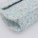 CHANEL COCO Mark Chain Hand Bag Tweed Light Blue Silver CC Auth 197488SAM-14
