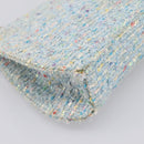 CHANEL COCO Mark Chain Hand Bag Tweed Light Blue Silver CC Auth 197488SAM-16