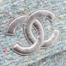 CHANEL COCO Mark Chain Hand Bag Tweed Light Blue Silver CC Auth 197488SAM-17
