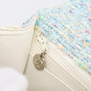 CHANEL COCO Mark Chain Hand Bag Tweed Light Blue Silver CC Auth 197488SAM-21