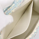CHANEL COCO Mark Chain Hand Bag Tweed Light Blue Silver CC Auth 197488SAM-23
