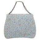 CHANEL COCO Mark Chain Hand Bag Tweed Light Blue Silver CC Auth 197488SAM-2