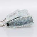 CHANEL COCO Mark Chain Hand Bag Tweed Light Blue Silver CC Auth 197488SAM-3