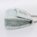 CHANEL COCO Mark Chain Hand Bag Tweed Light Blue Silver CC Auth 197488SAM-4