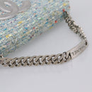 CHANEL COCO Mark Chain Hand Bag Tweed Light Blue Silver CC Auth 197488SAM-7