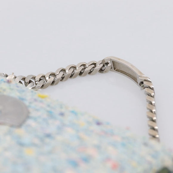 CHANEL COCO Mark Chain Hand Bag Tweed Light Blue Silver CC Auth 197488SAM