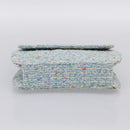 CHANEL COCO Mark Chain Hand Bag Tweed Light Blue Silver CC Auth 197488SAM-5