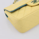 CHANEL Mini Matelasse 20 Chain Shoulder Bag Lamb Skin Yellow CC Auth 197490SV-11