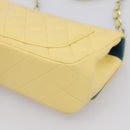 CHANEL Mini Matelasse 20 Chain Shoulder Bag Lamb Skin Yellow CC Auth 197490SV-12
