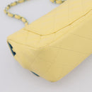 CHANEL Mini Matelasse 20 Chain Shoulder Bag Lamb Skin Yellow CC Auth 197490SV-13