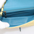 CHANEL Mini Matelasse 20 Chain Shoulder Bag Lamb Skin Yellow CC Auth 197490SV-17