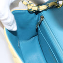 CHANEL Mini Matelasse 20 Chain Shoulder Bag Lamb Skin Yellow CC Auth 197490SV-19