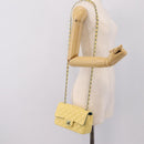 CHANEL Mini Matelasse 20 Chain Shoulder Bag Lamb Skin Yellow CC Auth 197490SV-25