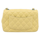 CHANEL Mini Matelasse 20 Chain Shoulder Bag Lamb Skin Yellow CC Auth 197490SV-3