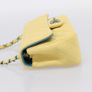 CHANEL Mini Matelasse 20 Chain Shoulder Bag Lamb Skin Yellow CC Auth 197490SV-4