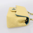 CHANEL Mini Matelasse 20 Chain Shoulder Bag Lamb Skin Yellow CC Auth 197490SV-5