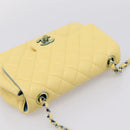 CHANEL Mini Matelasse 20 Chain Shoulder Bag Lamb Skin Yellow CC Auth 197490SV-6