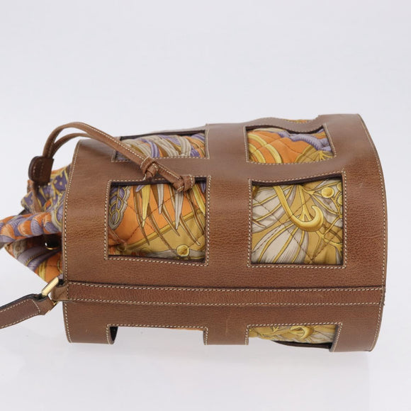 Salvatore Ferragamo Shoulder Bag Leather Brown Gold Auth 197492