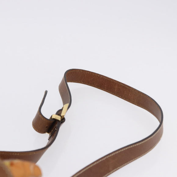 Salvatore Ferragamo Shoulder Bag Leather Brown Gold Auth 197492