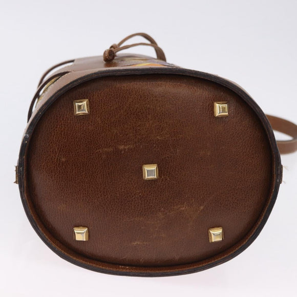 Salvatore Ferragamo Shoulder Bag Leather Brown Gold Auth 197492