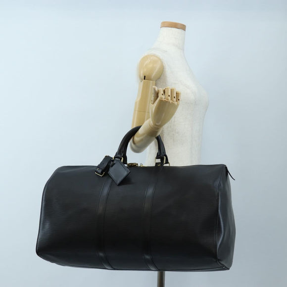 LOUIS VUITTON Epi Keepall 50 Boston Bag Black M42962 LV Auth 197495V