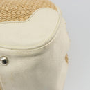 PRADA Hand Bag Straw Beige Silver Auth 197502A-16