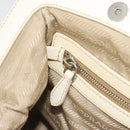 PRADA Hand Bag Straw Beige Silver Auth 197502A-23