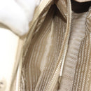 PRADA Hand Bag Straw Beige Silver Auth 197502A-24