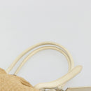 PRADA Hand Bag Straw Beige Silver Auth 197502A-14