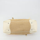 PRADA Hand Bag Straw Beige Silver Auth 197502A-5