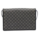 CELINE Macadam Canvas Shoulder Bag PVC Navy Gold Auth 197504-3