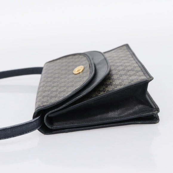 CELINE Macadam Canvas Shoulder Bag PVC Navy Gold Auth 197504
