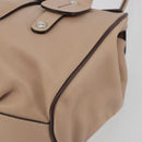 Salvatore Ferragamo Gancini Hand Bag Leather Beige Silver Auth 197508A-10