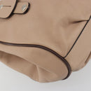 Salvatore Ferragamo Gancini Hand Bag Leather Beige Silver Auth 197508A-11