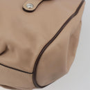 Salvatore Ferragamo Gancini Hand Bag Leather Beige Silver Auth 197508A-12