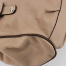 Salvatore Ferragamo Gancini Hand Bag Leather Beige Silver Auth 197508A-13