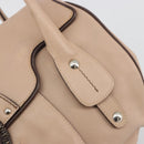 Salvatore Ferragamo Gancini Hand Bag Leather Beige Silver Auth 197508A-14