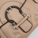 Salvatore Ferragamo Gancini Hand Bag Leather Beige Silver Auth 197508A-15